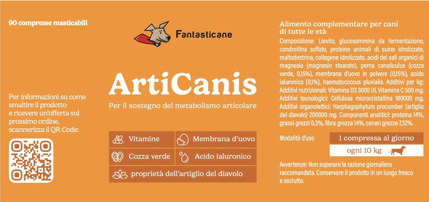 Etichetta Articanis con composizione e modalita d uso
