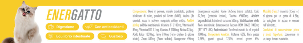 Etichetta EnerGatto con composizione completa