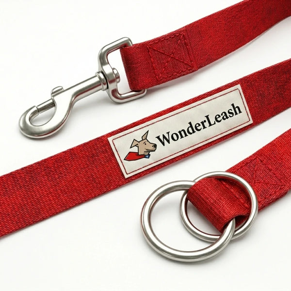 Dettaglio dell anello di scorrimento del WonderLeash rosso
